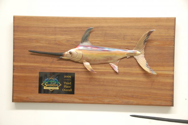 swordfish trophy fishing copper art fish offshore